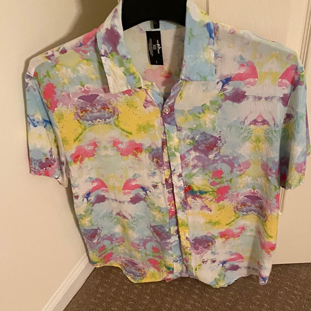 The Phluid Project Men's Multicolor Abstract Button Down Shirt